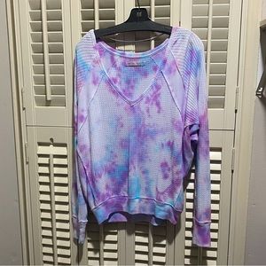 Free People Purple Blue Tie Dye Slouchy Top Small